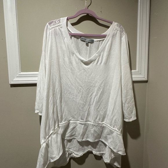 Absolutely Famous Cream‎ Tunic with Asymmetrical Ruffles - Picture 1 of 3